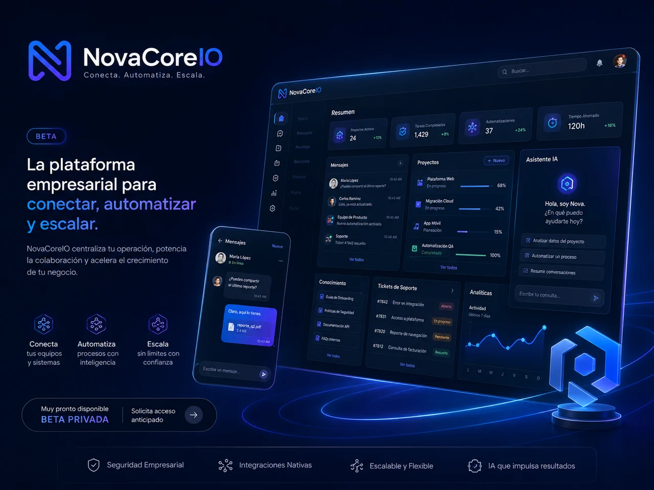 Concepto visual provisional de NovaCore